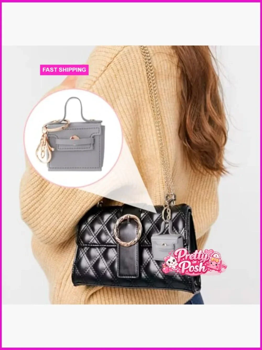 PU Leather Mini Backpack Keychain Coin Purse Zipper Pouch